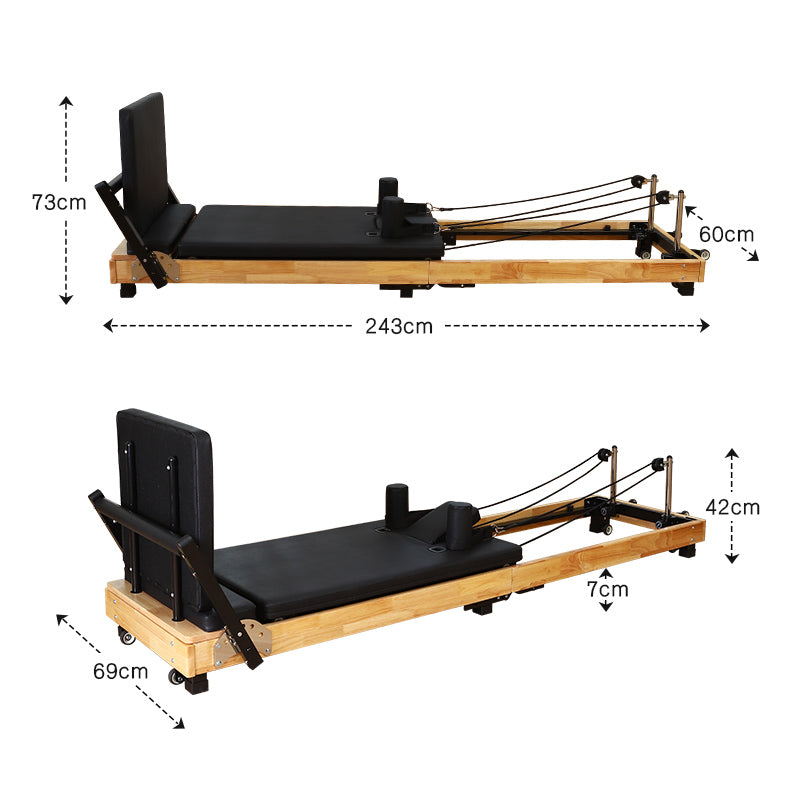 Ascendic foldbar reformer i egetræ – pilates reformer billede 4